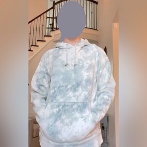 Tie-dye white grayish blue hoodie